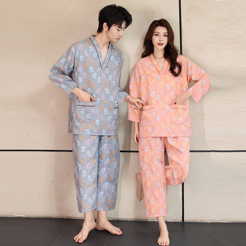 Mi Zhu Pajamas 스웨트 셔츠 여성용 연화면 긴팔 바지 목욕 가운 사우나 남자 플러스 사이즈 목욕 발 치료 홈 옷