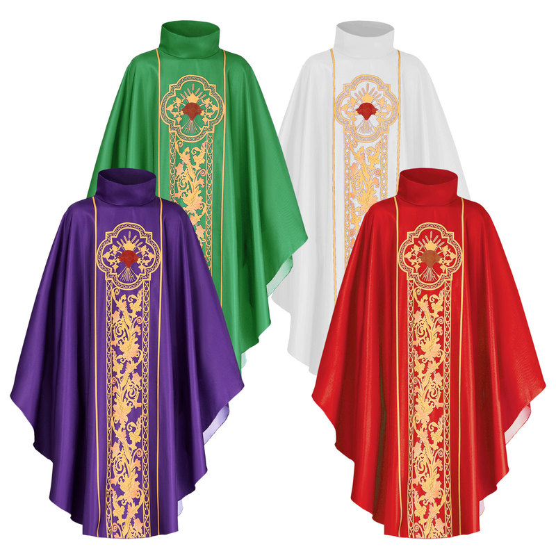 Medieval Priest Printed Robe Halloween Prayer Monk Loose Cosplay Costume Factory Robe