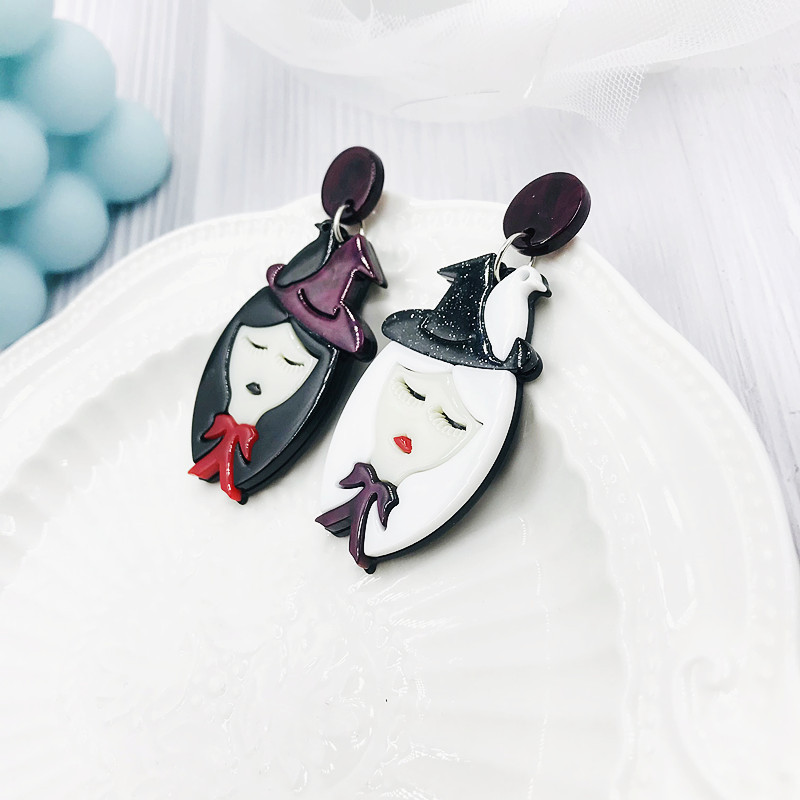 Festival Occasion Arylic Material Cartoon Character Pattern 1 Pair Exaggerated Cartoon Character Patchwork Arylic Drop Earrings