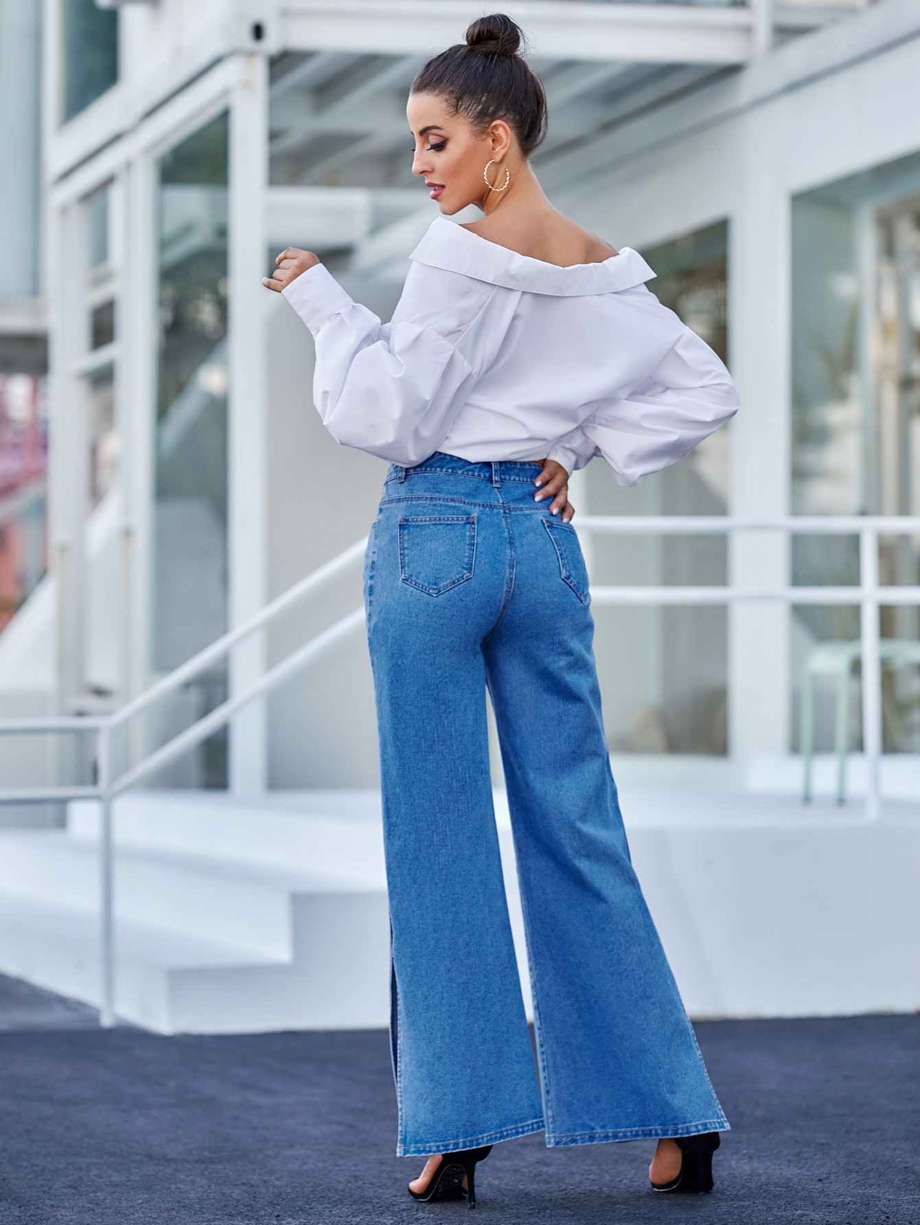 High-Waist Wide-Leg Pants NSJM79906