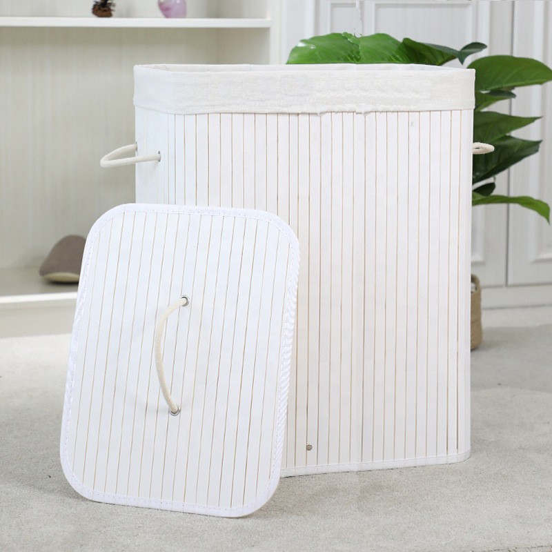 Cesta de lavandería de bambú multicolor con tapa cesta de almacenamiento de ropa sucia tejida de bambú cesta de ropa sucia cesta de ropa de restaurante olla caliente