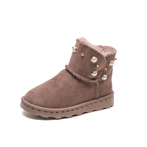 儿童雪地靴男童靴子冬季新款加绒棉靴宝宝保暖女童鞋跨境一件代发