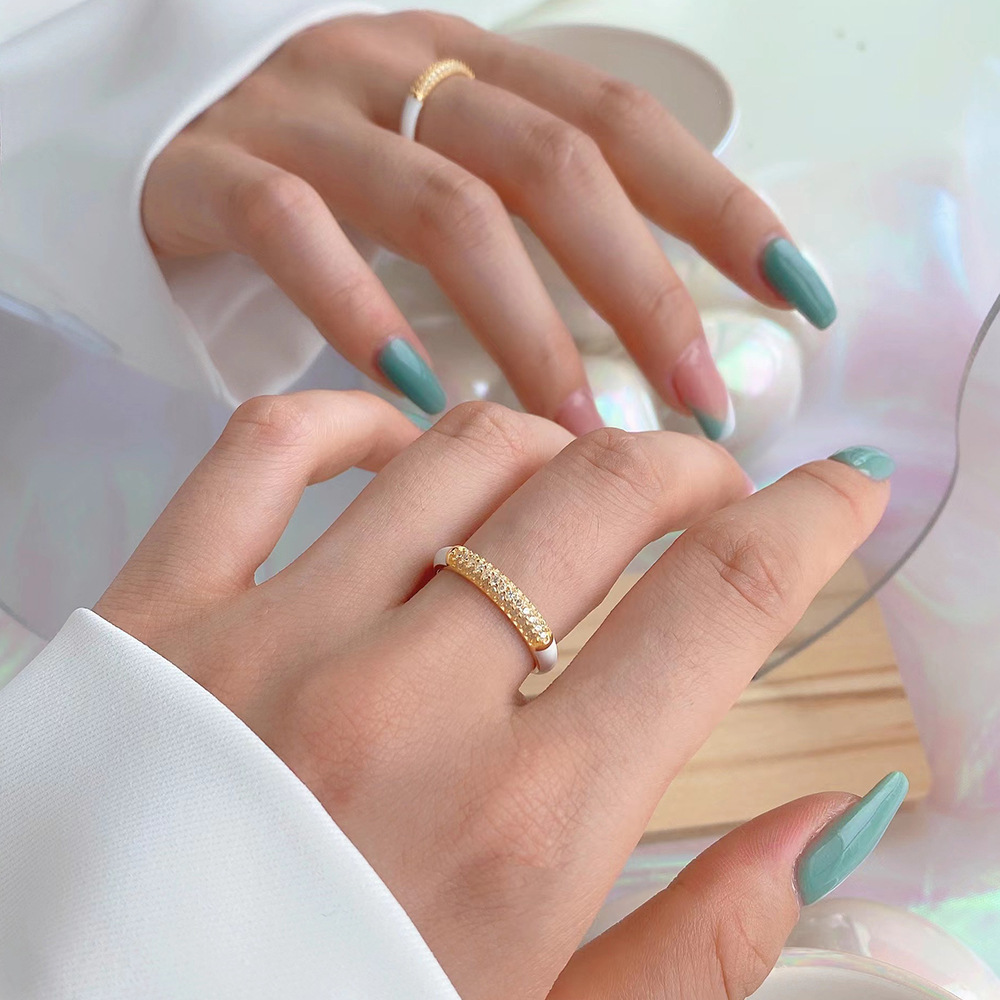 Fashion Geometric Sterling Silver Inlay Zircon Open Ring 1 Piece