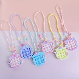 New Cartoon Decompression Pinch Music Girl Handmade Beaded Necklace Cute Jewelry Toy Baby Exquisite Gift