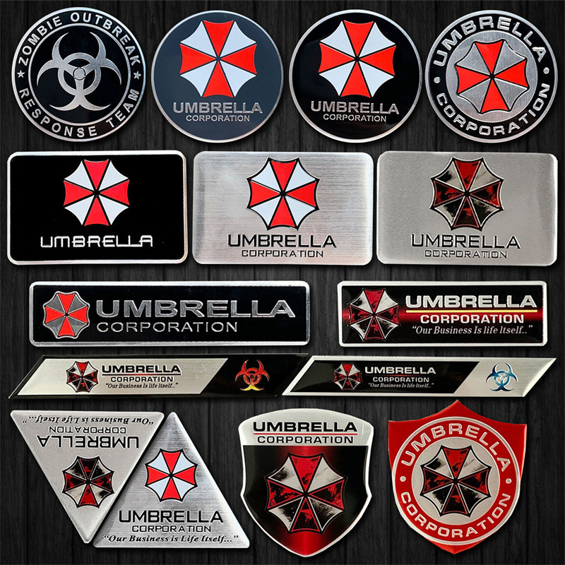Car Personalized Creative Metal Scratch-Resistant Car Sticker Fuel Tank Cover Cover Biohazard Umbrella Aluminum Alloy Tail Sticker Car Personalized Creative Metal Scratch-Resistant Car Sticker Fuel Tank Cover Cover Biohazard Umbrella Aluminum Alloy Tail Sticker