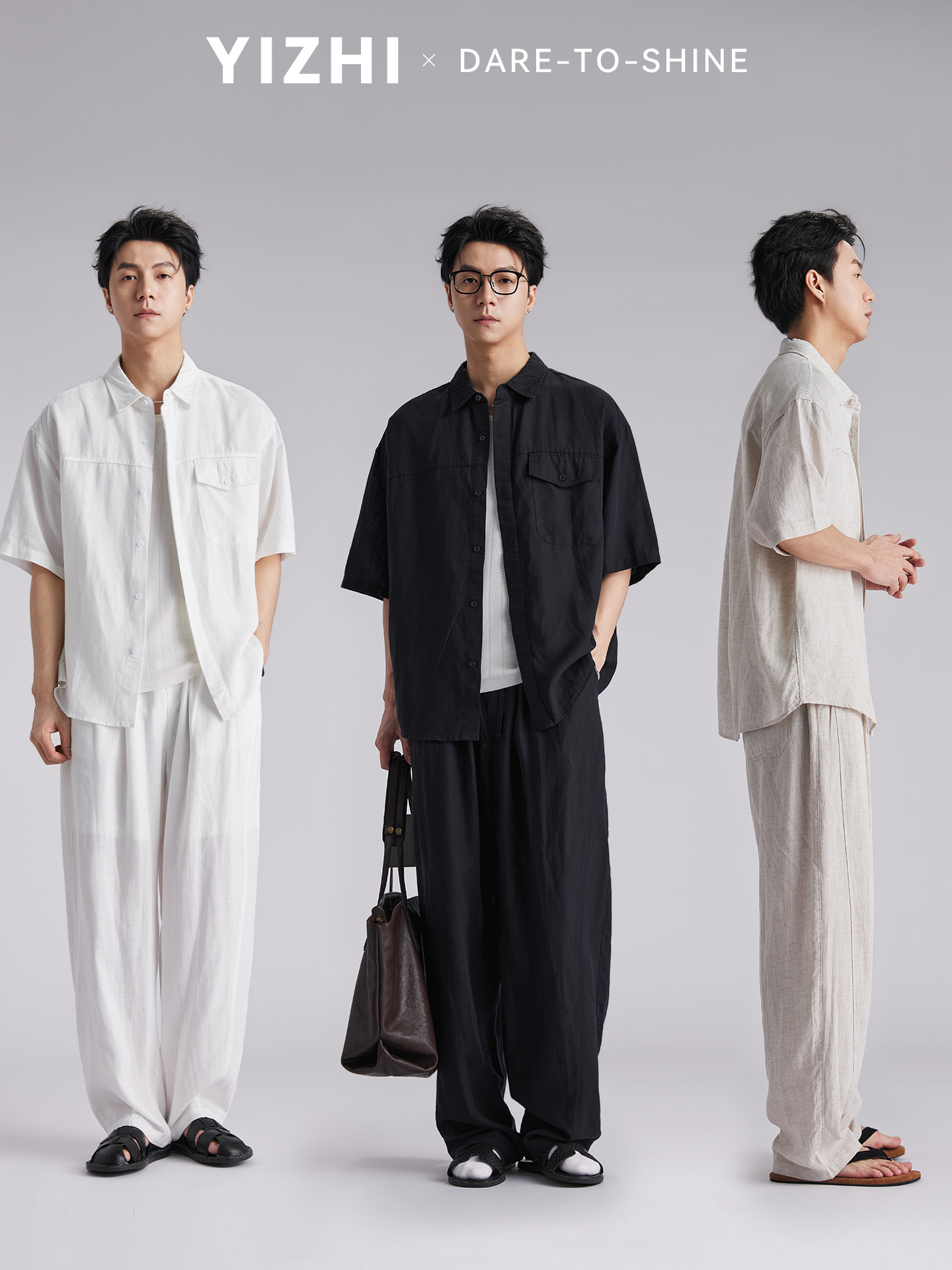 Bộ sơ mi linen tay ngắn nam phong cách lịch lãm, thoáng mát — Xanh navy