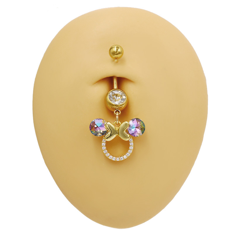 Devil Eye Navel Piercing Ring With Flower And Tree Stud Design_voghion.com