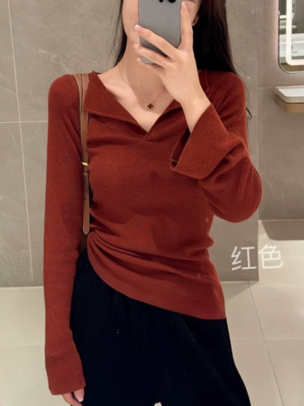 哥家商场同款女装2025秋季修身显瘦打底针织衫气质百搭长袖上衣|undefined