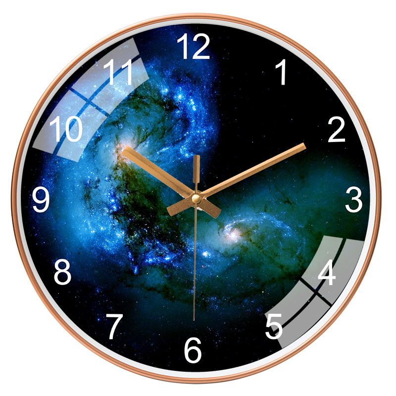 Reloj nórdico de Internet para sala/dormitorio [20cm/8 pulgadas], reloj silencioso de estrellas/espacio/Galaxia, reloj de pared para hogar