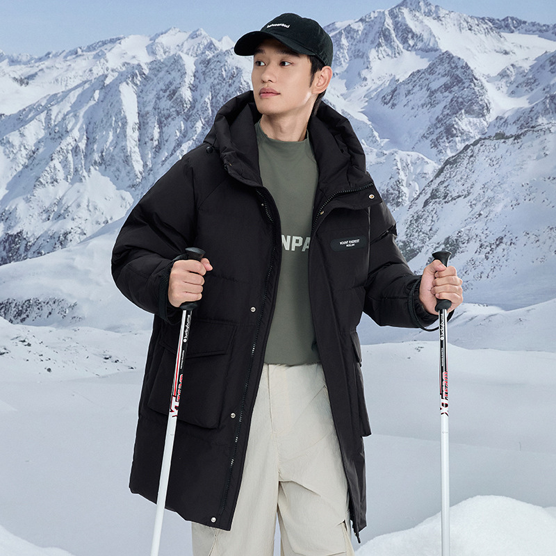 Men's Down Jacket Men's 2024 Winter Mid-length Men's Hooded Casual Coat Warm Thickened White Duck Down Jacket