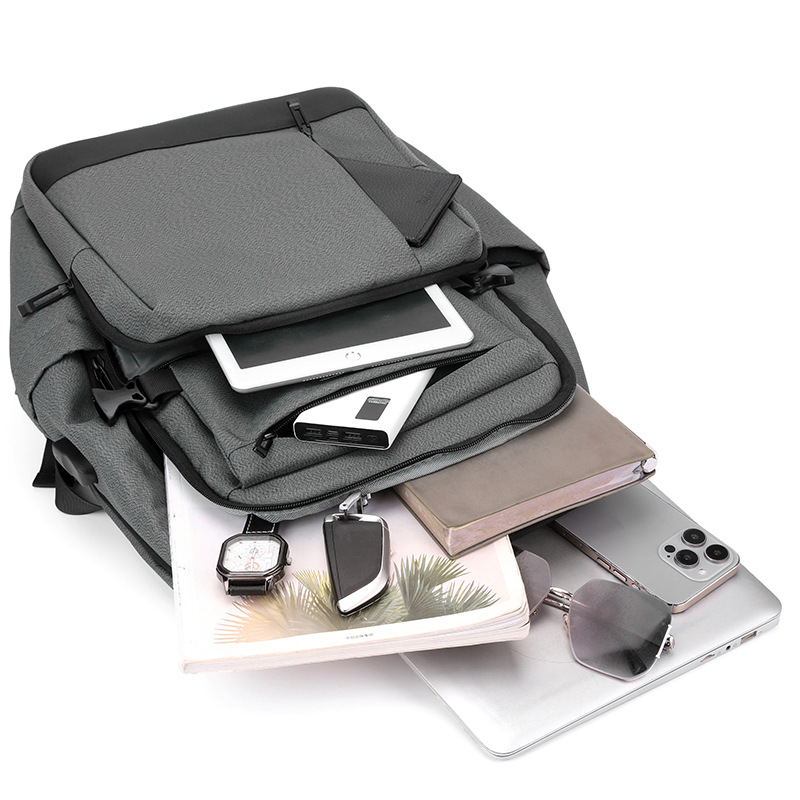 Mochila de color sólido transfronteriza hombre multicapa a prueba de rociadores bolsa de computadora de negocios colgar tirón mochila de viaje portátil al por mayor