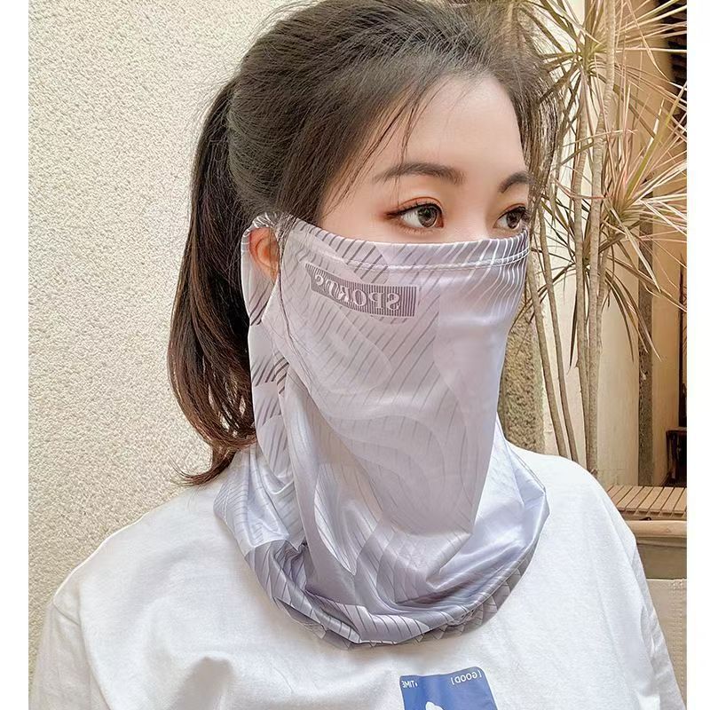 Máscara de protección solar de seda de hielo para hombres y mujeres, babero colgante, protector de cuello, máscara facial, velo de verano, transpirable y versátil