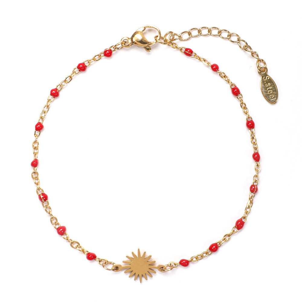 5g Weight Bracelets Classification 1 Piece Quantity Holiday, Daily Occasion Stainless Steel Material Sun Pattern Women's Gender Enamel, Plating Design Simple Style Style Simple Style Sun Stainless Steel Enamel Plating Bracelets 1 Piece 6
