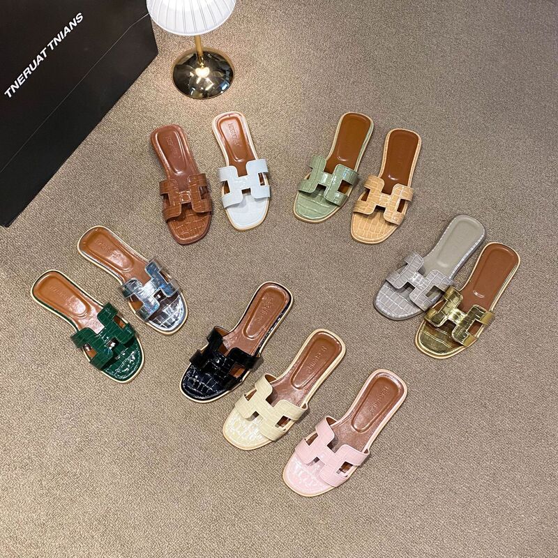 Women's Outdoor Slippers 2026 New Trendy Ins Style Summer Sandals Fashionable Beach Flat Slippers with Stone Pattern Women's Outdoor Slippers 2026 New Trendy Ins Style Summer Sandals Fashionable Beach Flat Slippers with Stone Pattern