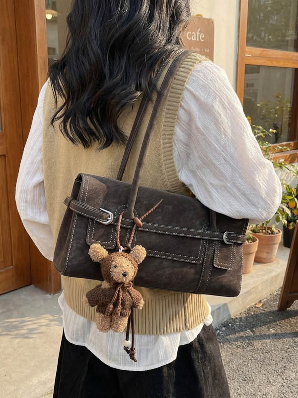 Bolsa de pan de moda roja de peluche de gran capacidad para mujeres 2026 nueva moda bolso de hombro de brazo de mano bolso de palo