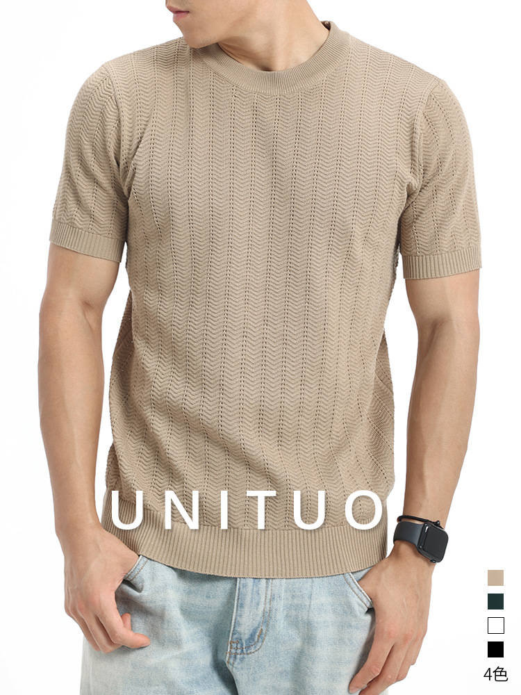 Hombres camisetas de hielo de punto de hombre de alto nivel de negocios casual camiseta de aire seco de verano Paul camiseta de mangas cortas hombre