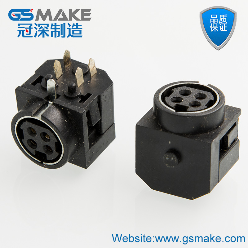 厂家S端子大电流电源插座卧式直插MINI4芯3芯全塑无屏蔽MPC座DS座