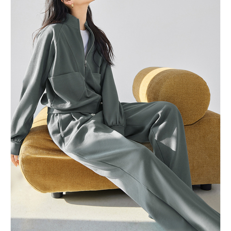欧货时尚通勤运动卫衣两件套女2025秋季新款外套直筒长裤休闲套装|undefined