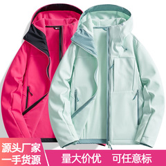 批发厂家直销新款潮流情侣单层夹克男户外连帽休闲宽松软壳衣情侣