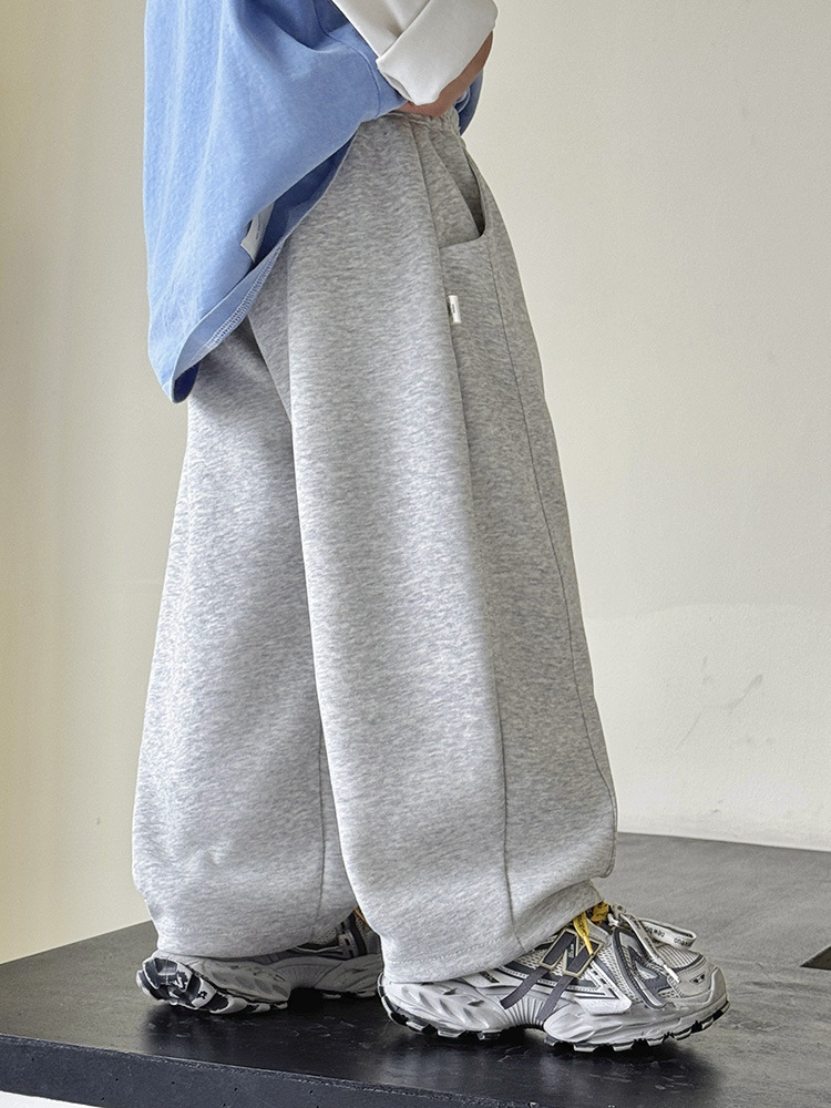 Spliced wide-leg pants--grey
