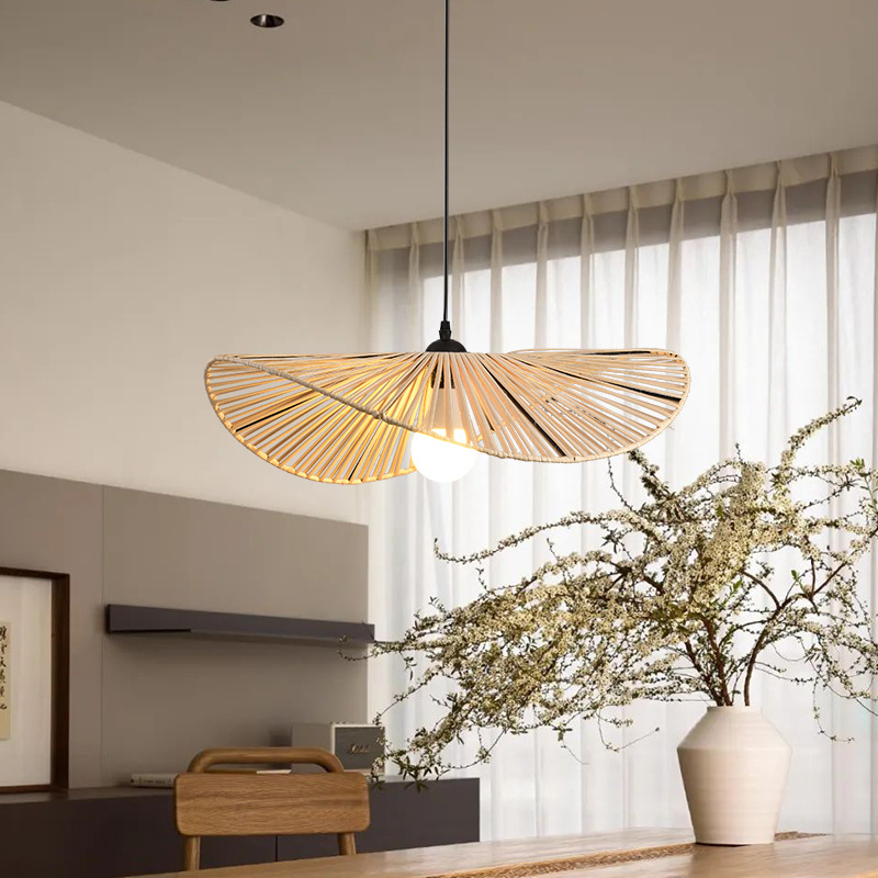 Chandelier de viento tranquilo Zen japonés restaurante creativo minimalista retro sala de té bar lámpara de escritorio hotel residencial lámpara de tela