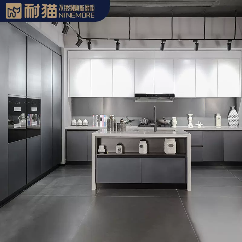 广东不锈钢橱柜定 制工厂 现代别墅装修 高端全钢家装全屋订制