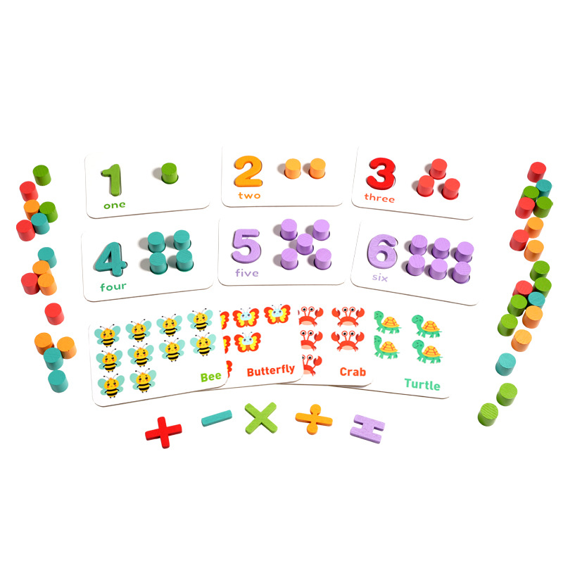 Cuenta de madera para la educación temprana rompecabezas matemáticas ilustración ayuda didáctica preescolar adición y sustracción juego de operación