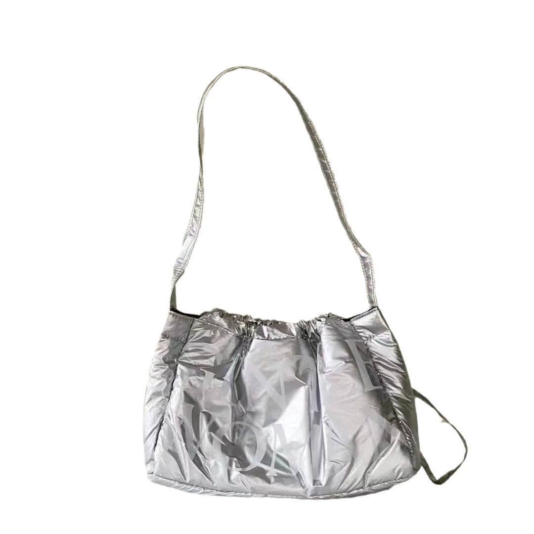 Quilted One-Shoulder Down Bag, Padded Lightweight Tote, 30×8.5×19.5 cm, Multi-color