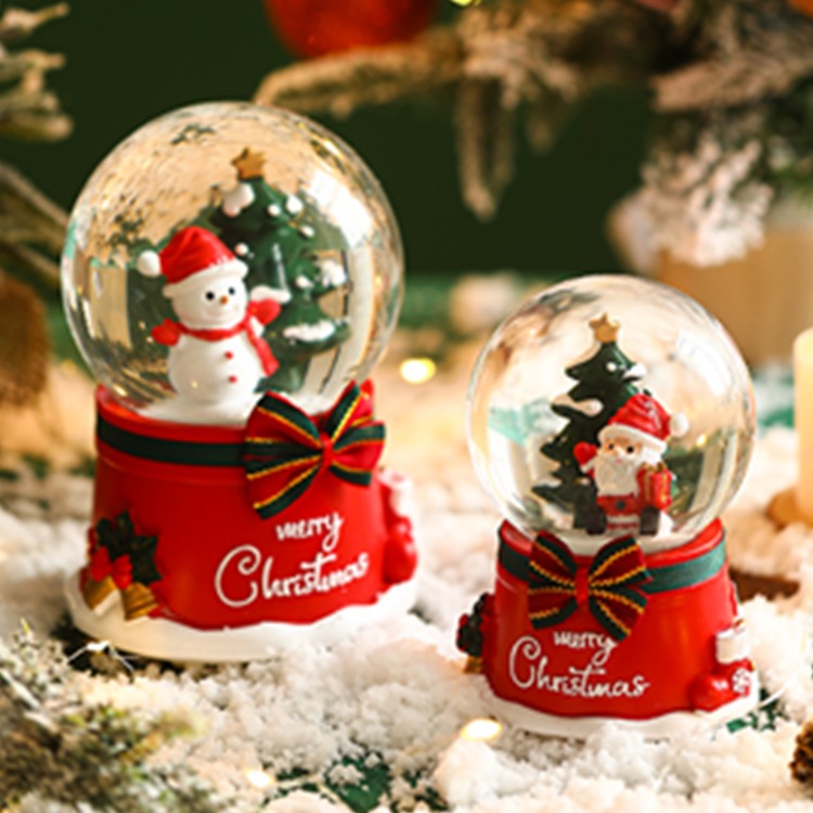  Christmas crystal ball music box small ornaments home decoration automatic snow resin crafts to map customization