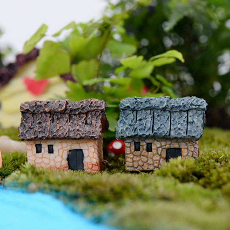 Ремесла из смолы Соломенный Дом однослойный античный каменный дом мох микро ландшафтное украшение 4 Соломенный Дом
