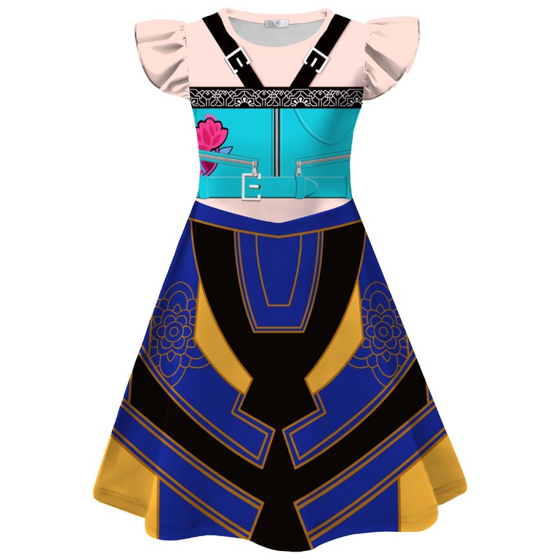 女童飞飞袖裙 猎魔女团cos服装儿童连衣裙角色扮演裙|undefined