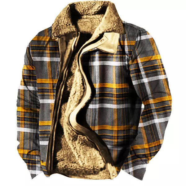 Cross-border en stock bolsillo de costura lateral engrosada casual cremallera suelta Lobo marrón Chaqueta de algodón de manga larga para hombres jóvenes