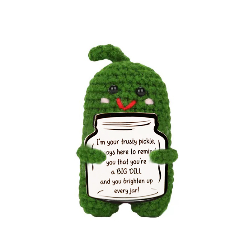 手作りかぎ針編みキュウリ毛糸編みキュウリニット野菜果物人形ストラップ正エネルギー表情バッグ置物