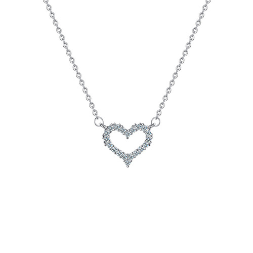 Titanium steel temperament fashionable diamond-studded ultra-bright heart pendant necklace for women, non-fading design, versatile choker chain jewelry