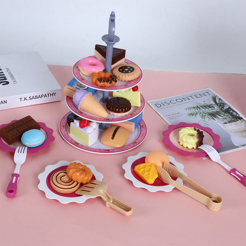 2024 cross-border new product children's play house kitchen toys simulation afternoon tea snack toy set girls' toys