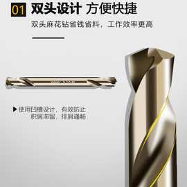 跨境双头麻花钻不锈钢专用手电钻高速钢直柄钻金属扩孔钻双刃钻头