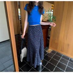 ロマンチックなスタイルの花柄スカート夏の新しいスタイルのスリムハイウエストスリム多用途フィッシュテールスカート女性のためのAラインロングスカート
