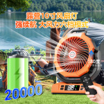 跨境风扇10寸摇控摇头静音大容量户外露营野营钓鱼应急充电风扇灯