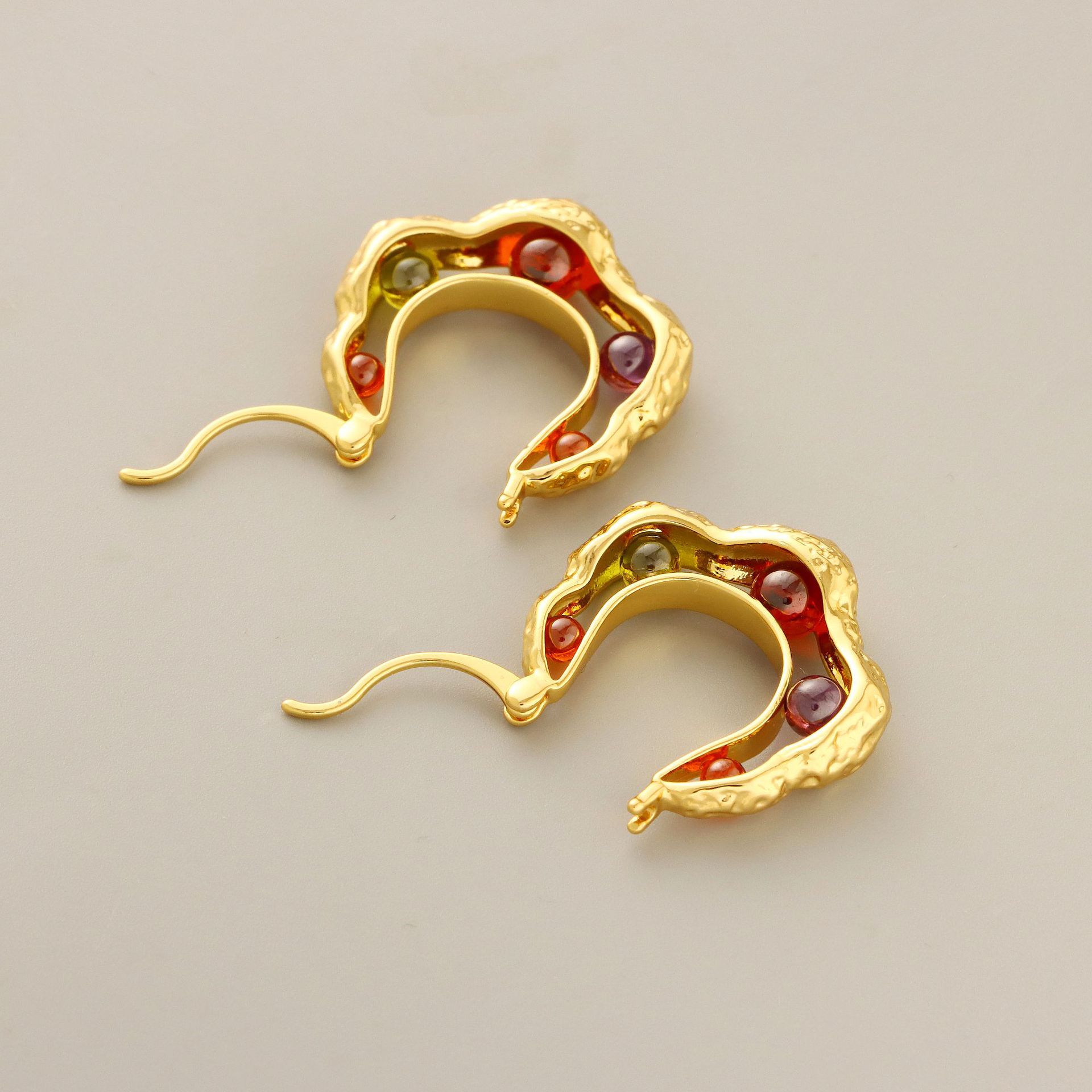 Simple Style Geometric Copper Gold Plated Artificial Gemstones Dangling Earrings 1 Pair