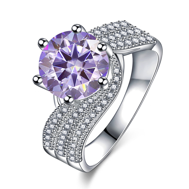 Anillo de diamante de diamante de plata esterlina 925 5 quilates, anillo de regalo de cumpleaños para la novia.