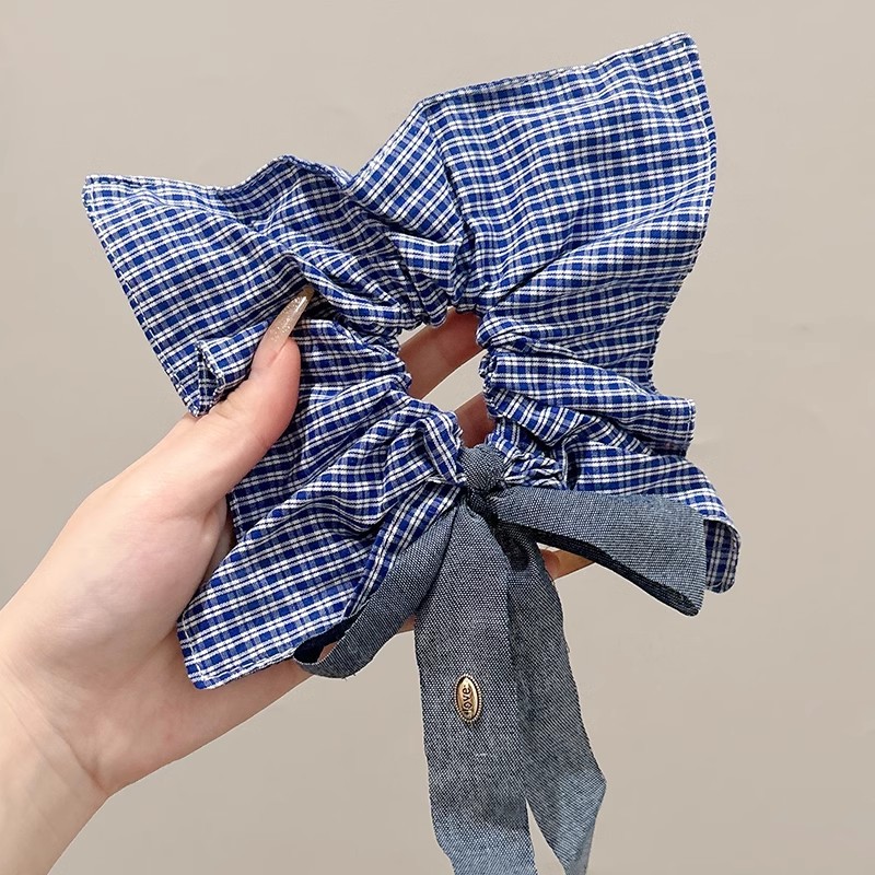 Corbata de pelo de intestino de lunares de crema grande coreana, gomas de goma de cola de caballo suaves para mujer, accesorios para el cabello de bola, accesorios para el cabello, cuerda para la cabeza