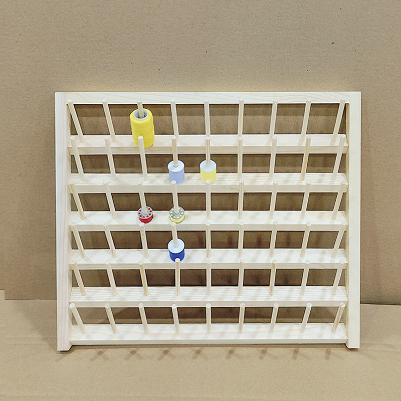 Soporte de eje de alambre de pared más hilo de coser de madera de pino largo Soporte de cable de almacenamiento de alambre con núcleo de lanzadera Soporte de peluca de llave Soporte de grupo de alambre de madera