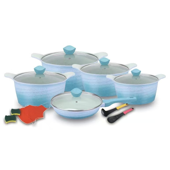 Gradiente estilo coreano 15 piezas de cocina unique 15pcs antiadherente cocina