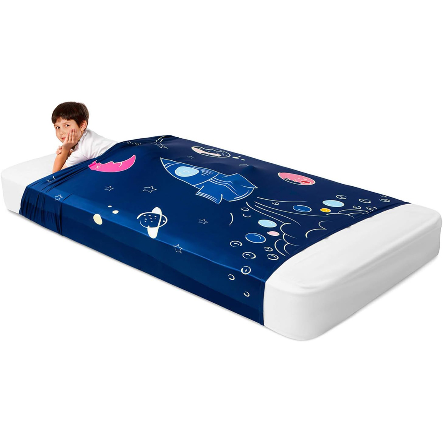 Cubierta de cama para niños, sábana de compresión sensorial, sábana, sábana, elástico, transpirable, alivia el estrés, ayuda a dormir, Blanket