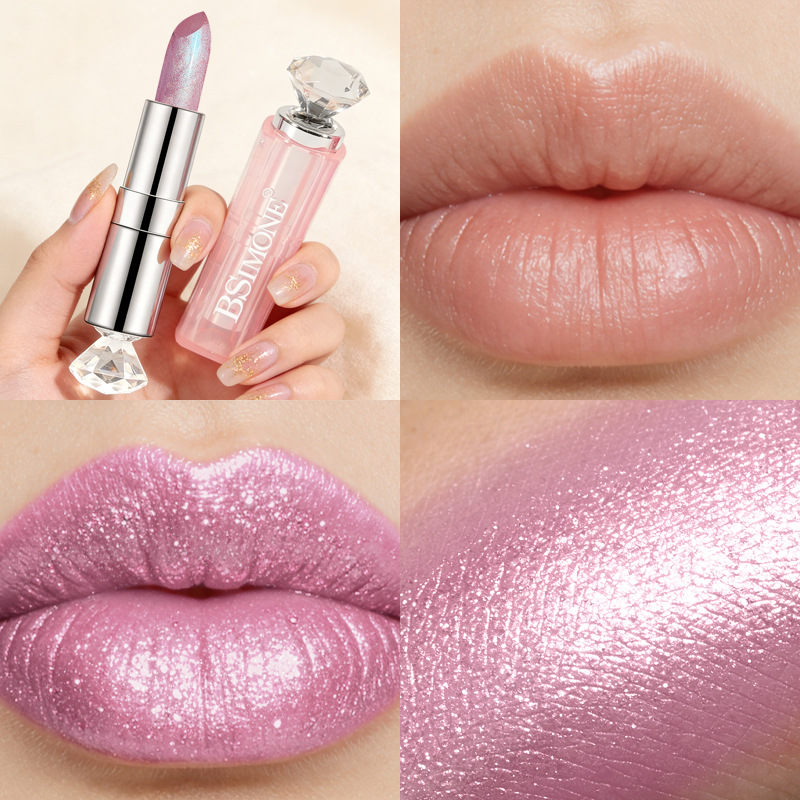 Lápiz labial metálico perlado de 8 colores, iluminador con brillo de diamante, fácil de aplicar, hidratante, de larga duración, venta al por mayor.
