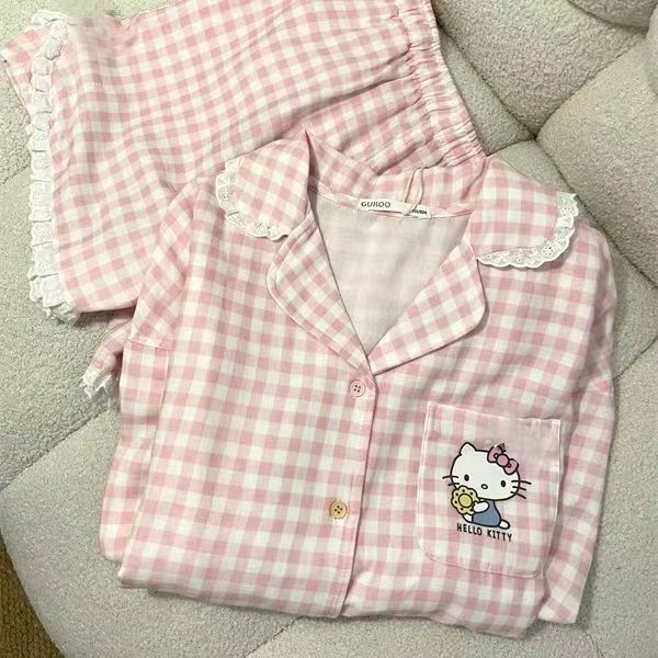 インス風スイートメロディーパジャマ女性用夏新作半袖ショーツは家の服の外でも着用可能学生スーツ|undefined