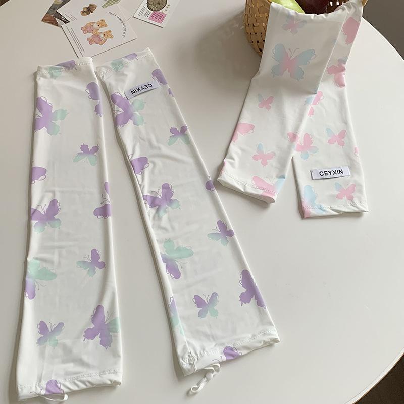 Mangas de hielo, mangas de seda de hielo, mujeres, ciclismo de verano, sombra al aire libre, protección UV, degradado, lazo, mangas de hielo, mangas de protección solar