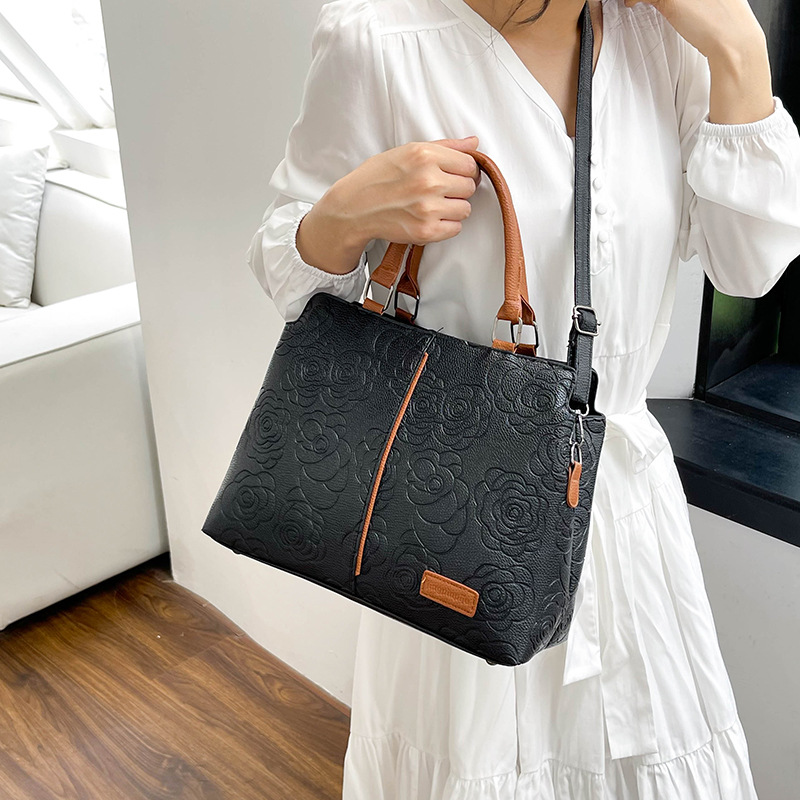 2024 new cross-border handbag, a large-capacity single-shoulder cross-border bestseller with soft leather embossed single-shoulder for women undefined