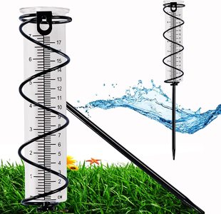 金属量雨器立桩测雨表透明玻璃管铁艺装饰雨量计草坪降水量测量计阿里巴巴