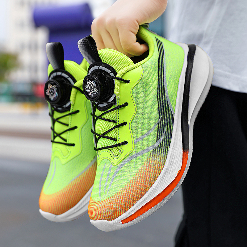 Red Rabbit Kids Sports Zapatos de malla zapatos giratorios botones zapatos de carreras profesionales ligeros de suela suave